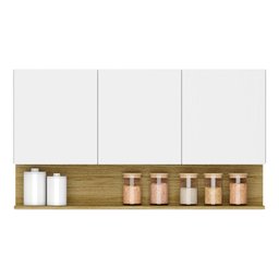 Armário Aéreo 3 Portas Nicho 120 cm Branco Supremo Freijó Line Kits Paraná - 1