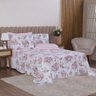 Jogo de Cama King 6p Lençol + Fronha Esmeralda Percal 100% Algodão:floral Rosa - 2