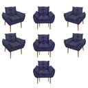 Ver imagem 1 de Kit 07 Poltronas Decorativas Opala Retro Consultório Cor:azul Marinho