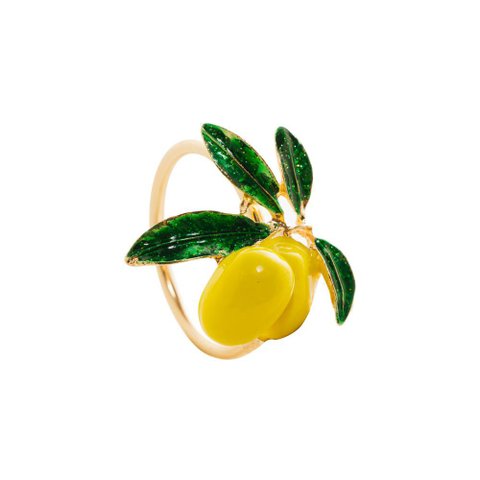 Cj 4 Anéis P/Guardanapos Zinco Limão Dourado 4X4X4Cm