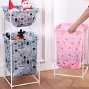 Ver mais imagens de Cesto de Roupa Duplo 2 Andares Organizador Multiuso para Banheiro Quarto Lavanderia e Brinquedos