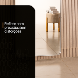Espelho Corpo Inteiro 170x70cm Retangular Moldura em Alumínio Prata Designer Moderno C/ Sup. Chão - 12