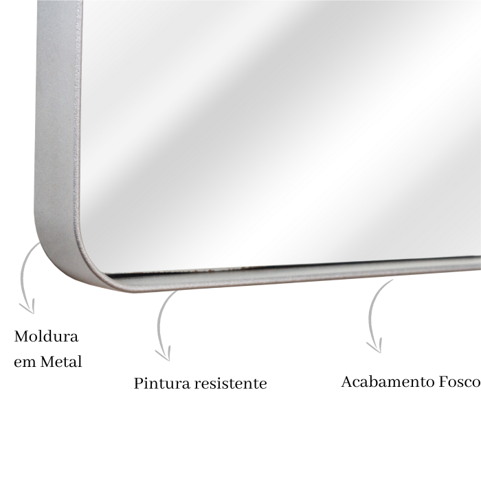 Espelho Retangular com Moldura em Metal 170 x 70cm Prata - 2