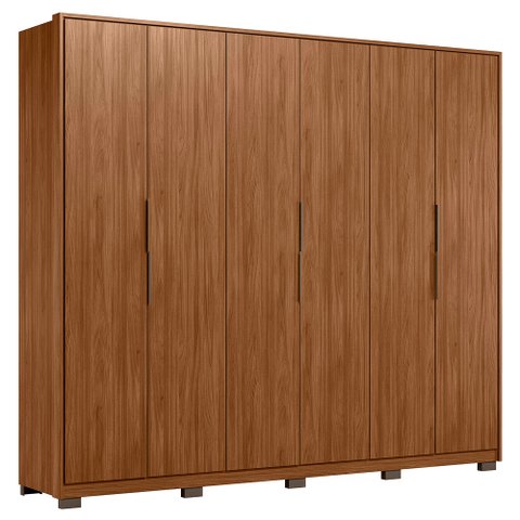 Guarda Roupa Casal 6 Portas Atrice com Pés Nogueira Touch - Demartêz