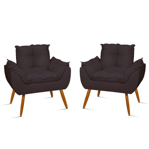 Kit 2 Cadeiras Poltronas Opala Suede :cinza