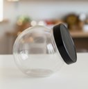 Ver imagem 1 de Pote Baleiro Cristal 1,45L Redondo Transparente com Tampa Preto