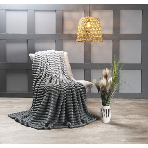 Cobertor Casal Queen Canelado Grosso Inverno Macio Fluffy:cinza