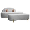 Ver imagem 1 de Sofá Orgânico Maitê 2 Lugares 180cm e Puff Linho Cinza Sofa Store