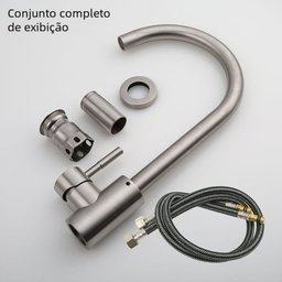 Torneira de Cozinha Monocomano Inox 304 Escovado Bica Movel - 8