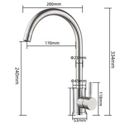 Torneira de Cozinha Monocomano Inox 304 Escovado Bica Movel - 4