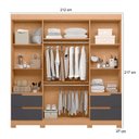 Ver imagem 3 de Guarda Roupa Solteiro Vivacce 04 Portas com Espelho Freijo Titanium - Móveis Albatroz