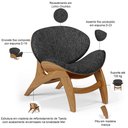 Ver imagem 4 de Kit 4 Poltronas Decorativa Orgânica Sala Living Kadosh L02 Linho Chumbo - Lyam Decor