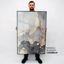 Ver imagem 2 de Quadro Decorativo Caixa Alta com Vidro Abstrato Mármore Gray TaColado Moldura Preta 120 x 80cm