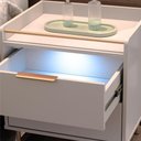 Ver imagem 3 de Conjunto 2 Mesas de Cabeceira 2 Gavetas com Led Yves 53 Cm - Off White Fosco C/ Dourado