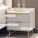 Ver imagem 2 de Conjunto 2 Mesas de Cabeceira 2 Gavetas com Led Yves 53 Cm - Off White Fosco C/ Dourado