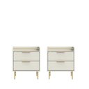 Ver imagem 1 de Conjunto 2 Mesas de Cabeceira 2 Gavetas com Led Yves 53 Cm - Off White Fosco C/ Dourado