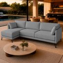 Ver imagem 3 de Sofá Sala de Estar Atena Chaise Esquerdo Pés de Ferro 284cm 5 Lugares Bouclê Cinza M1 - Monari Desig