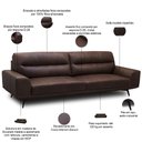 Ver imagem 6 de Sofá 3 Lugares para Sala Living Industrial 236cm Cádis L06 Couro Marrom Escuro - Lyam Decor