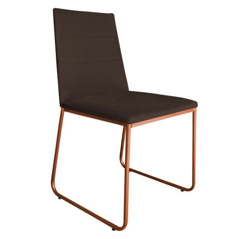 Cadeira de Jantar Lille Base Aramado Bronze Veludo Marrom - Montanaris Decor