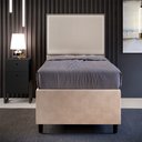 Ver imagem 3 de Cabeceira Cama Box Solteiro Com Tachas 100 cm Vicenza L02 Linho Cru - Lyam Decor