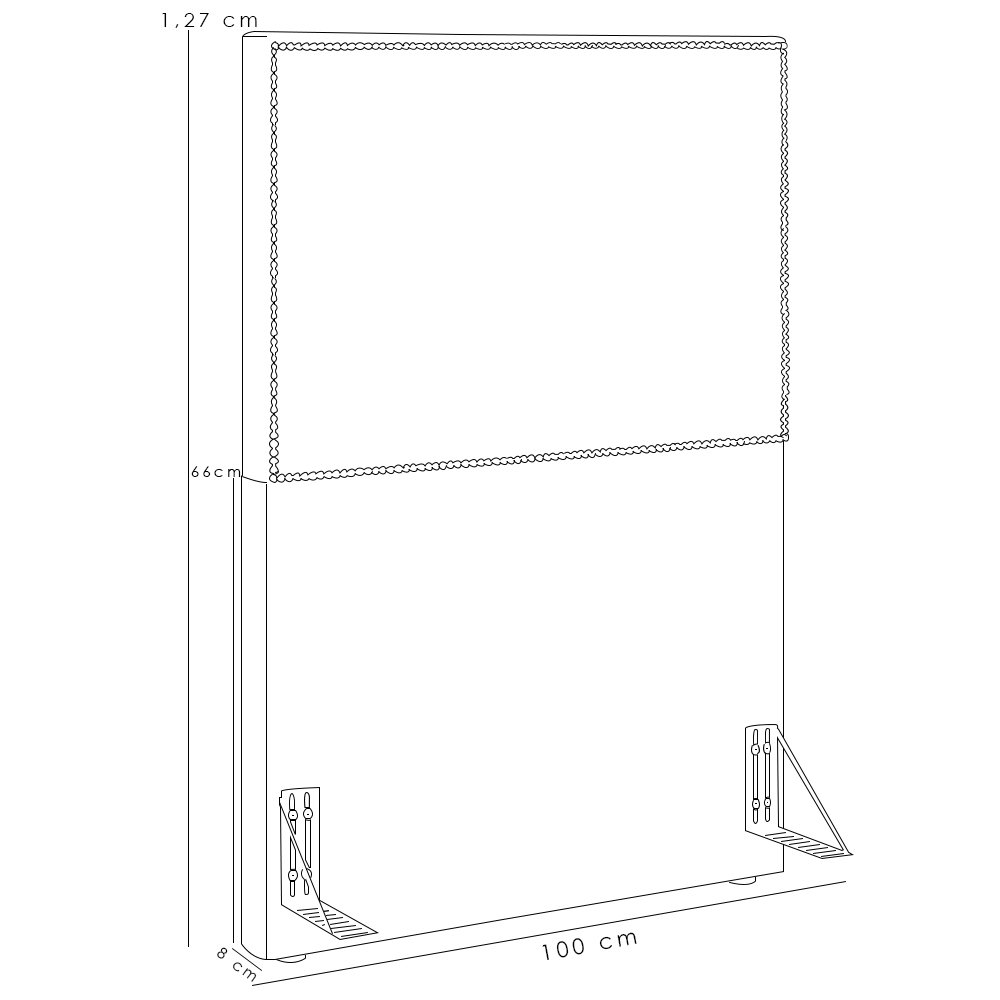 Cabeceira Cama Box Solteiro Com Tachas 100 cm Vicenza L02 Linho Cru - Lyam Decor - 5