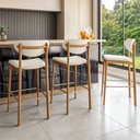 Ver imagem 2 de Banqueta Catarina Madeira Maciça com Assento e Encosto Estofados para Cozinha e Área Gourmet - Facin