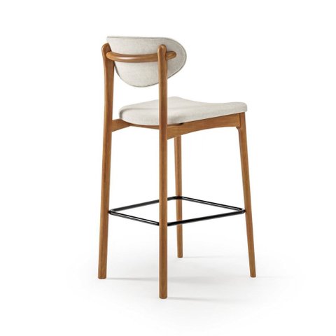 Banqueta Catarina Madeira Maciça com Assento e Encosto Estofados para Cozinha e Área Gourmet - Facin