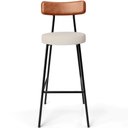 Ver imagem 6 de Kit 05 Banquetas Altas Cozinha Sala De Jantar Aço Milão L02 Couríssimo Camel Linho Cru - Lyam Decor