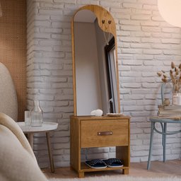 Toucador Quarto Organico com 1 Gaveta e Espelho Freijo - 2 Toucador Quarto Organico com 1 Gaveta e Espelho Freijo - 2
