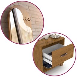 Toucador Quarto Organico com 1 Gaveta e Espelho Freijo - 3 Toucador Quarto Organico com 1 Gaveta e Espelho Freijo - 3