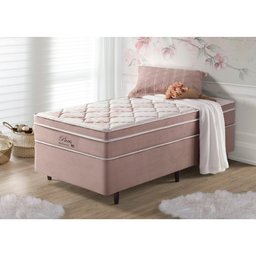 Cama Box Solteiro Rosa + Colchão Molas Superlastic Paris 88x188x68cm - 2