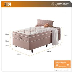 Cama Box Solteiro Rosa + Colchão Molas Superlastic Paris 88x188x68cm - 3
