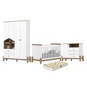Ver imagem 1 de Dormitório Infantil Ternura Guarda Roupa, Cômoda e Berço Branco/jequitibá com Colchão Supreme