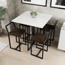 Ver imagem 1 de Conjunto Mesa Branca 4 Cadeiras Pequena Estofado Industrial Black