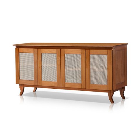 Buffet Aparador Tela 4p Madeira Deltan Maciça Vintage Retrô Reforçada Alta Qualidade Castanho