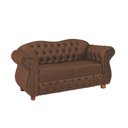 Ver imagem 1 de Sofá Chesterfield Merlô 2 Lugares Suede Marrom 2,30M / Decoração, recepção, barbearia, sala tv
