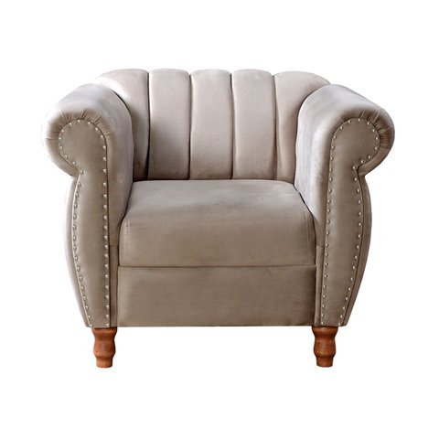 Poltrona Realeza Chesterfield Cadeira Vintage Decoração Retrô - Veludo Capuccino