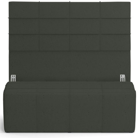 Kit Cabeceira Cama Box Casal 140cm com Calçadeira Roma W01 Linho Verde Musgo - Lyam Lyam Decor