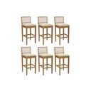 Ver imagem 1 de Banqueta Sala de Jantar Sara 1bmm005ca Premium Madeira Maciça Kit 6 Un Carvalho/linho Bege Argila/