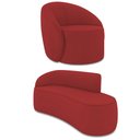 Ver imagem 1 de Sofá 3 Lugares Orgânico 180cm Morgan e Poltrona Lua Veludo Marsala D03 - D’Rossi