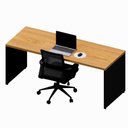 Ver imagem 4 de Mesa Escritório 1,80m X 0,70m Pé Painel e Cadeira Diretor F5 Cor:freijó com Preto