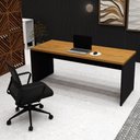 Ver imagem 1 de Mesa Escritório 1,80m X 0,70m Pé Painel e Cadeira Diretor F5 Cor:freijó com Preto
