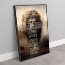 Ver imagem 2 de Quadro Decorativo Salmo 91 Leão Correndo no Deserto Sala Quarto Casa Escritório