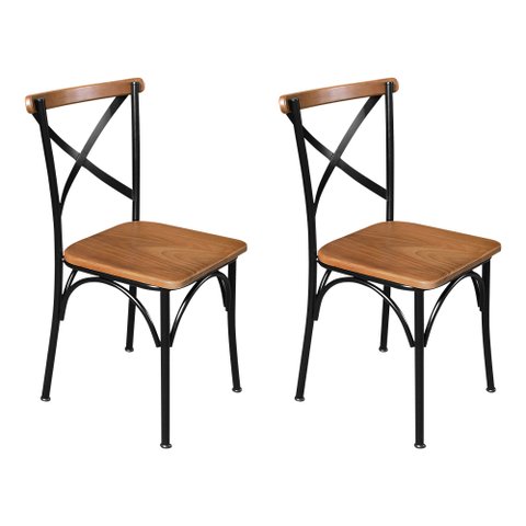 Kit 2 Cadeiras de Jantar Industrial Paris Base Alumínio - Castanho