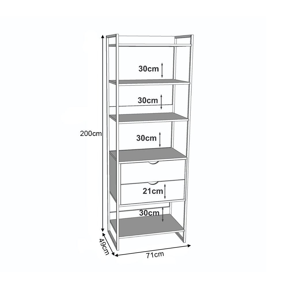 Closet Industrial Casal Completo Loft Branco 4 Módulos Cabideiro com Gavetas Ferro Branco - 4