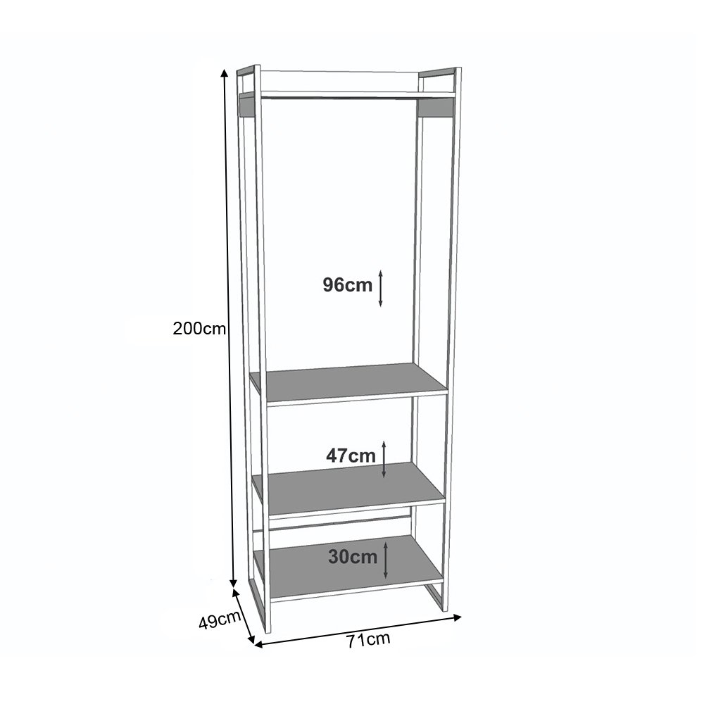 Closet Industrial Casal Completo Loft Branco 4 Módulos Cabideiro com Gavetas Ferro Branco - 5