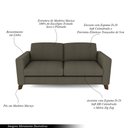 Ver imagem 3 de Sofá Sala de Estar Living 3 Lugares 200cm Presley Pés Madeira Linho Cinza G52 - Gran Belo