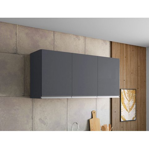 Aéreo Andreia 120cm 3 Portas 3 Gaveta Cinza - Ajl Móveis