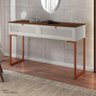 Aparador com 2 Gavetas com Pés de Metal Cobre Estilo Industrial Iron Bege- LarBelle - 1