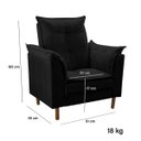 Ver imagem 3 de Poltrona Decorativa Sala de Estar Quarto Leitura Paris Suede:preto